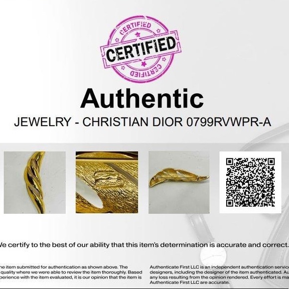 Vintage Authentic Christian Dior Gold Tone Brooch - Picture 3 of 3